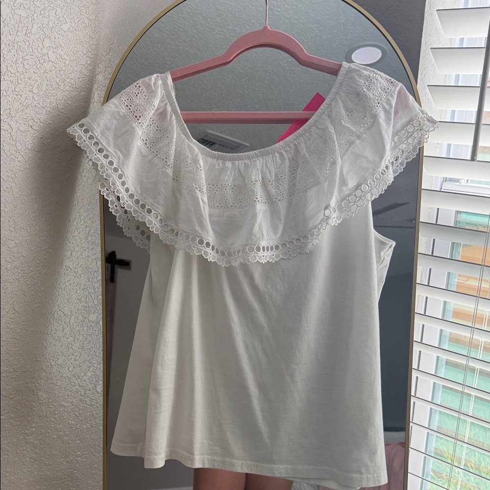 Lilly Pulitzer White Eyelet Ruffle Blouse